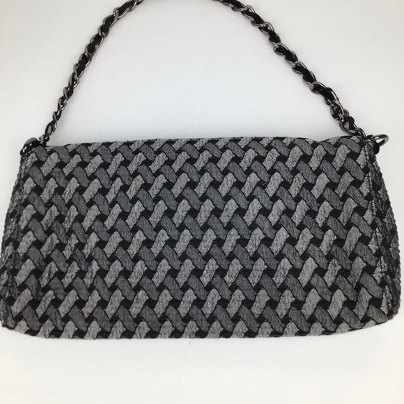 Talbots small bag in basket weave silver & black - Picture 2 of 9